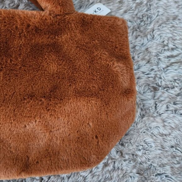 NA-KD Brown Furry Mini Tote Faux Fur Brand New with Tags - Picture 10 of 13